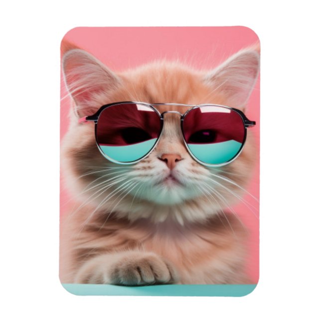 Cat Wearing Aviator Sunglasses Magnet (Vertical)