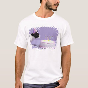 Cat wearing birthday hat blowing out candles T-Shirt