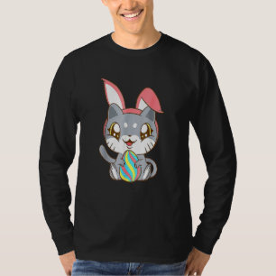 Cat Wearing Bunny Ear Bunny Kitty Cat  Happy Easte T-Shirt