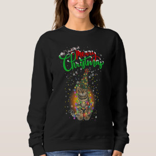 Cat Wearing Christmas Tree Hat For Cat Sweatshirt