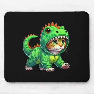 Cat Wearing Dinosaur Costume Halloween Cosplay T-r Mouse Pad