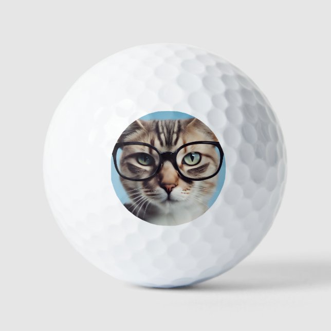 Cat Wearing Glasses Golf Balls (Front)