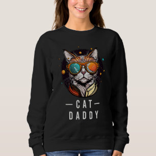 Cat wearing glasses in Galaxy Kitten Space sarcas Sweatshirt