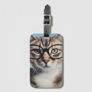 Cat Wearing Glasses Luggage Tag