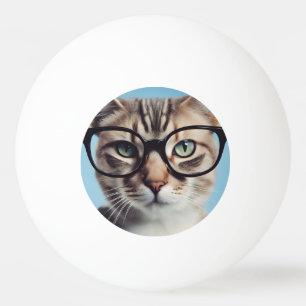 Cat Wearing Glasses Ping Pong Ball