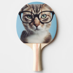Cat Wearing Glasses Ping Pong Paddle
