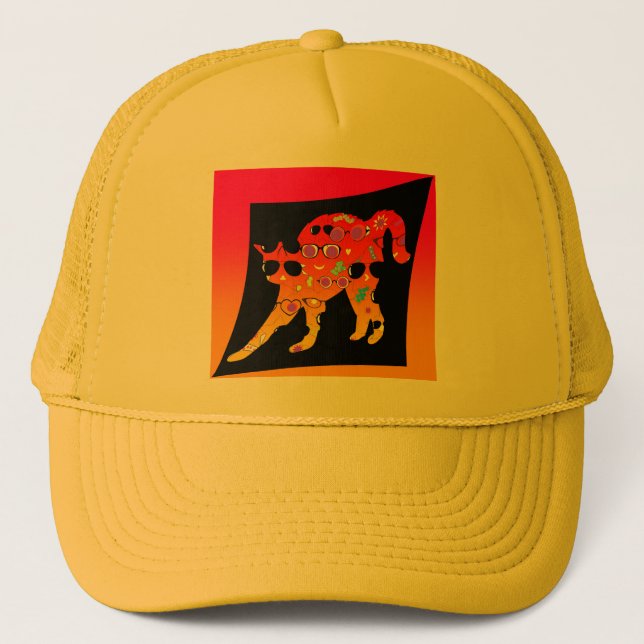 CAT WEARING GLASSES Trucker Hat (Front)