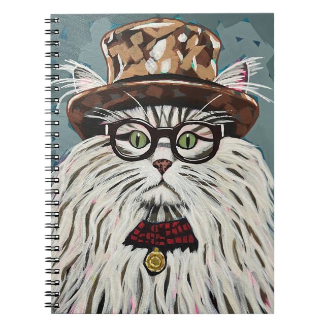 Cat wearing hat and glasses notebook (Front)