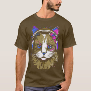 Cat wearing headphones T-Shirt