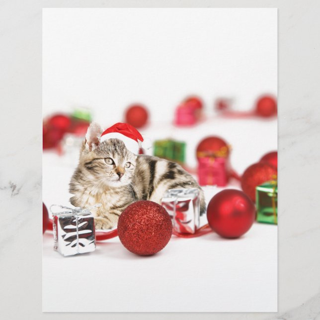 Cat wearing red Santa hat Christmas Ornament (Front)