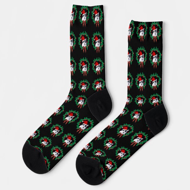 Cat Wearing Santa Hat Cute Pattern  Socks (Left)