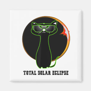 Cat Wearing Solar Eclipse Glasses Total Solar Ecli Magnet