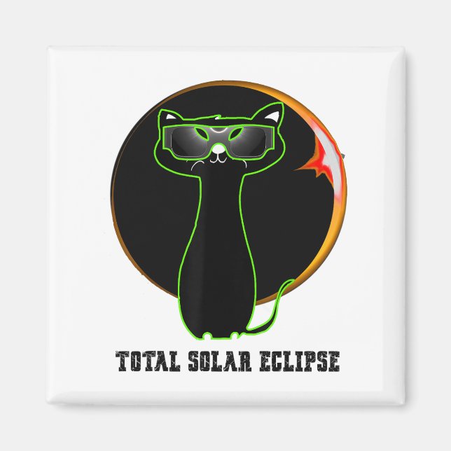 Cat Wearing Solar Eclipse Glasses Total Solar Ecli Magnet (Front)
