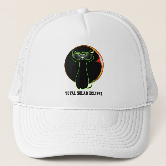 Cat Wearing Solar Eclipse Glasses Total Solar Ecli Trucker Hat (Front)