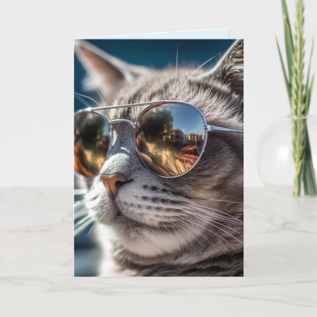 CAT WEARING SUNGLASSES BIRTHDAY CARDS CARD (Front)