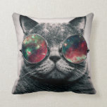 cat wearing sunglasses cushion<br><div class="desc">cat wearing galaxy sunglasses pillow</div>