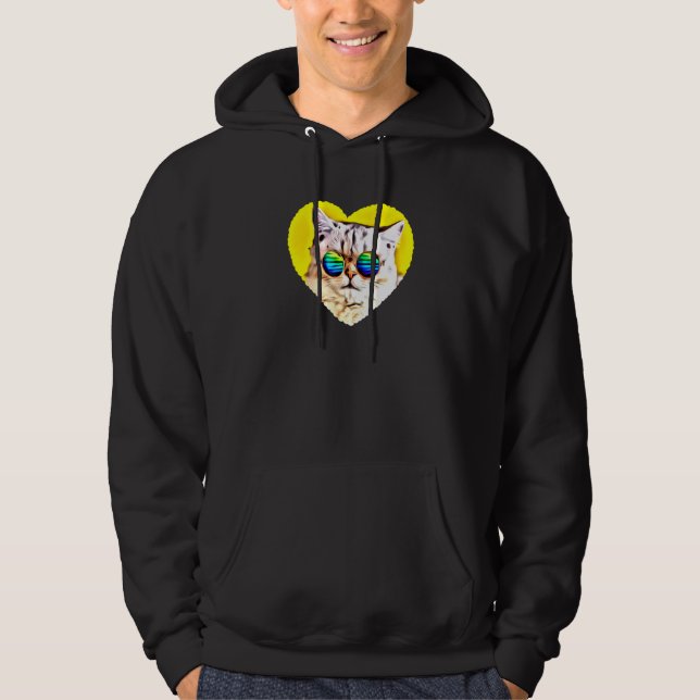 Cat Wearing Sunglasses  Hoodie (Front)