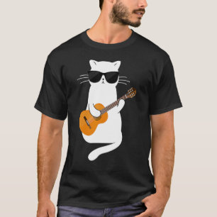 Cat wearing sunglasses playing Guitar Guitarist T-Shirt