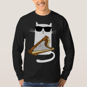 Cat Wearing Sunglasses Playing Harp T-Shirt