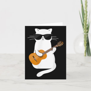 Cat Wearing Sungles Playing Guitar Guitarist  Card