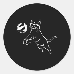 Cat Wearing Sungles Volleyball Cat Classic Round Sticker