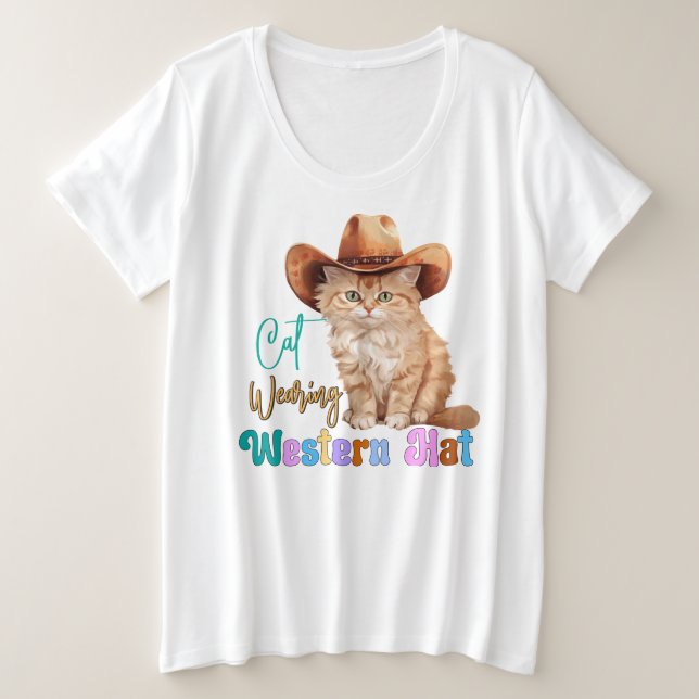 Cat Wearing Western Hat-85246 Plus Size T-Shirt (Design Front)