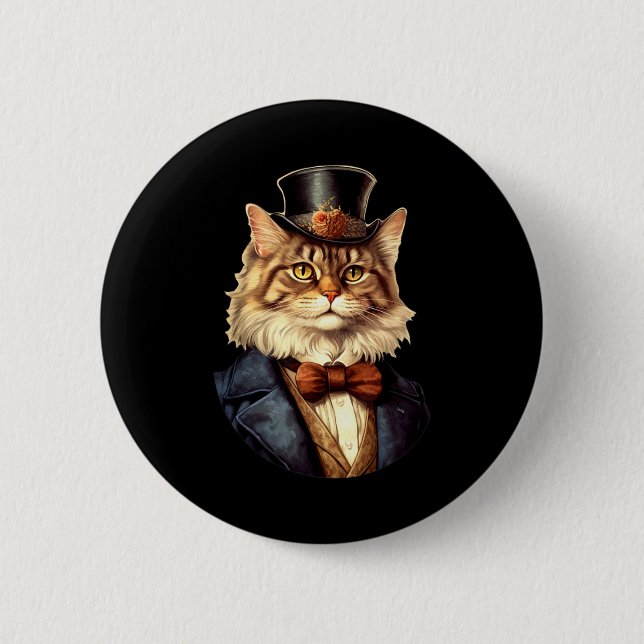 Cat Wedding Bride Groom Pet Cat Owners Lovers Wedd 6 Cm Round Badge (Front)