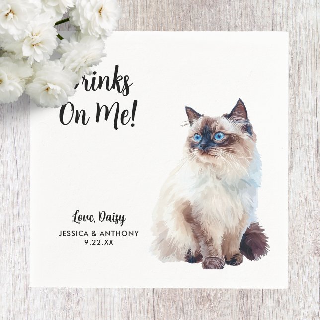 Cat Wedding Cocktail Napkins (Creator Uploaded)