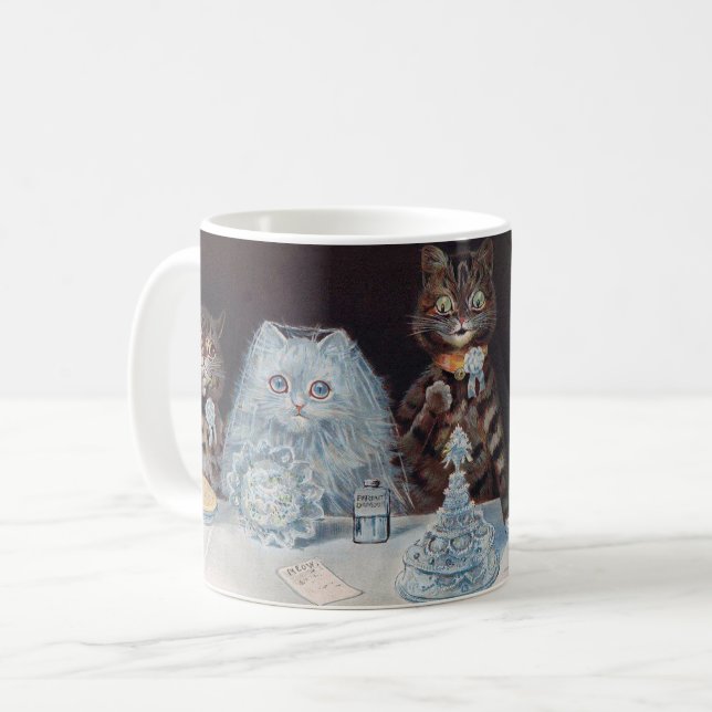 Cat Wedding, Marriage, Bride, Louis Wain Coffee Mug (Front Left)