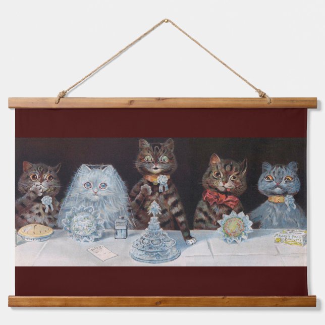Cat Wedding, Marriage, Bride, Louis Wain Hanging Tapestry (Front)