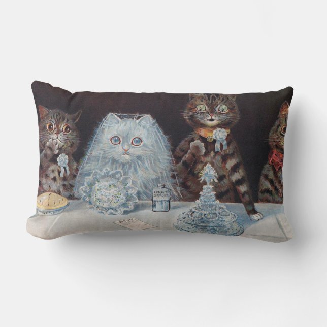 Cat Wedding, Marriage, Bride, Louis Wain Lumbar Cushion (Front)