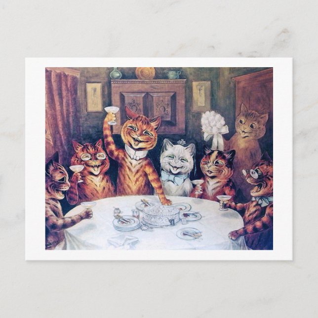 Cat Wedding, Marriage, Bride, Louis Wain Postcard (Front)