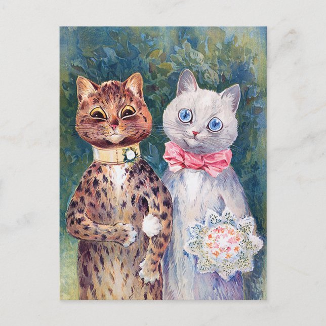 Cat Wedding, Marriage, Bride, Louis Wain Postcard (Front)
