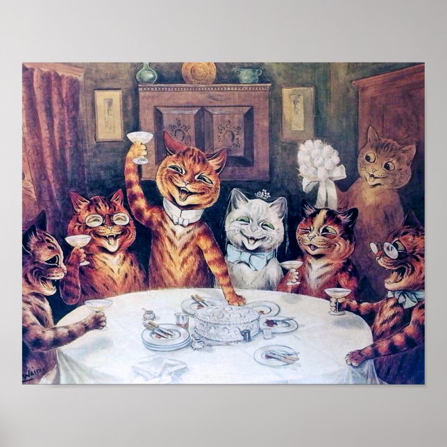 Cat Wedding, Marriage, Bride, Louis Wain Poster (Front)