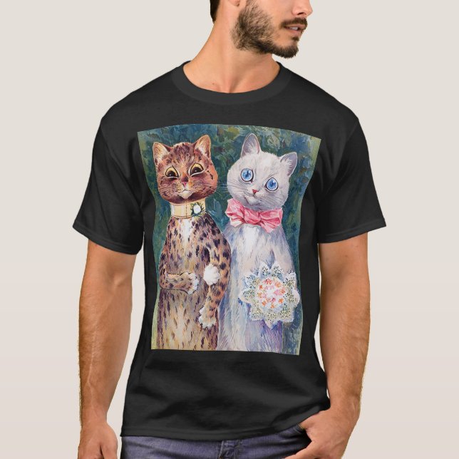 Cat Wedding, Marriage, Bride, Louis Wain T-Shirt (Front)