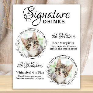Cat Wedding Signature Drinks 2 Pet Photo Bar Poster