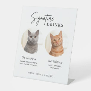 Cat Wedding Signature Drinks Cocktail Bar Pedestal Sign