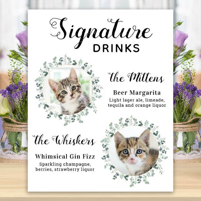 Cat Wedding Signature Drinks Custom Cocktail Bar  Poster (Creator Uploaded)