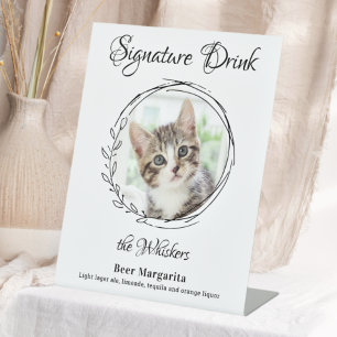 Cat Wedding Signature Drinks Pet Photo Bar Pedestal Sign