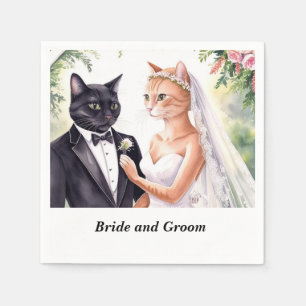 Cat Wedding themed with Bride and Groom Napkin