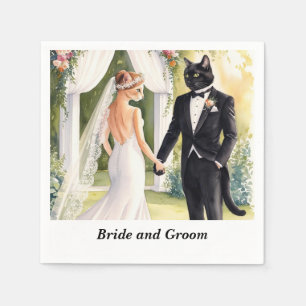Cat Wedding themed with Bride and Groom  Napkin