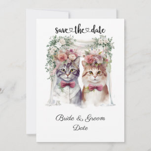 Cat Wedding with Bride and Groom Save The Date