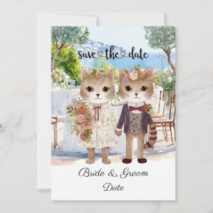 Cat Wedding with Bride and Groom  Save The Date