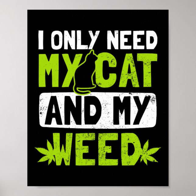 Cat Weed Design Only Need My Cat And Weed Gift  Poster (Front)