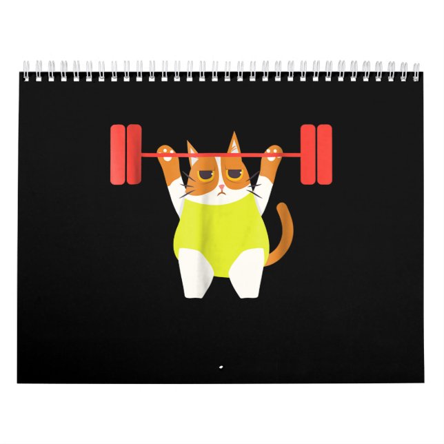 Cat Weight Lifting Funny Cat Lover Workout Calendar (Cover)