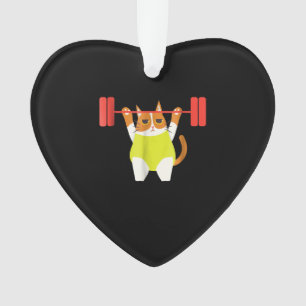 Cat Weight Lifting Funny Cat Lover Workout Ornament