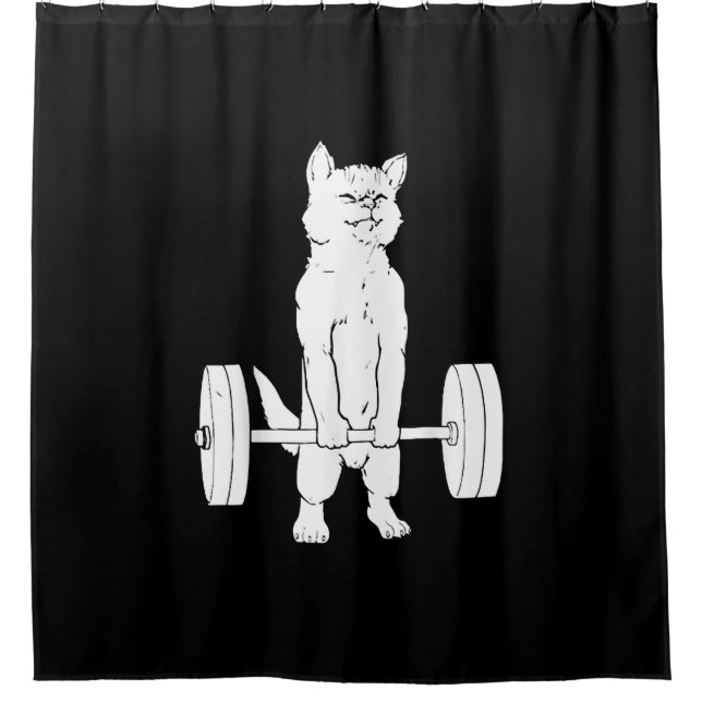 Cat Weightlifting And Gym Shower Curtain (Front)
