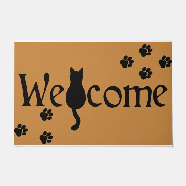 Cat Welcome Doormat, Cute Cat Doormat (Front)