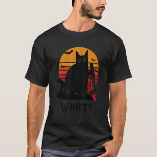 Cat Wha Black Cat With Knife Killer Halloween T-Shirt