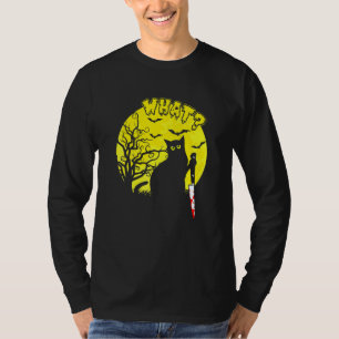 Cat What Black Cat Murderous Cat With Knife T-Shirt